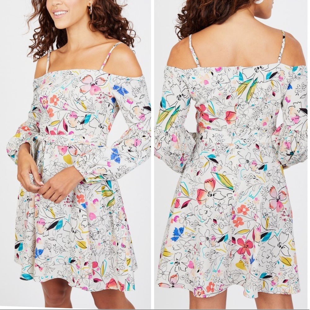 Clover and Sloane Floral‎ Cold Shoulder Dress